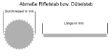 6er Riffelstab aus Eiche / Durchmesser: 6 mm, Länge: 1000 mm