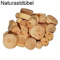 Naturastdübel in Fichte, Kiefer, Eiche, Buche und Lärche